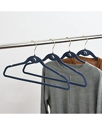Trio Essentials 50PK Heavy Duty Velvet Hangers with Cascade Hook, 360 Degree Rotatable Hook Navy
