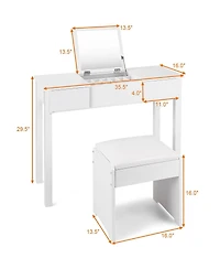 Volenca Vanity Makeup Dressing Table Set with Flip Top Mirror and Cushioned Stool