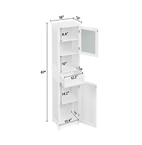 Yaheetech 67 H Freestanding Storage Cabinet with Glass Door White