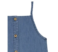 Calvin Klein Baby Girls 2-Piece Pointelle Rib Top and Denim Jumpsuit Set