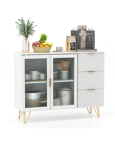Volenca Modern Sideboard Buffet Cabinet with 2 Doors and 3 Drawers for Living Room Dining Room