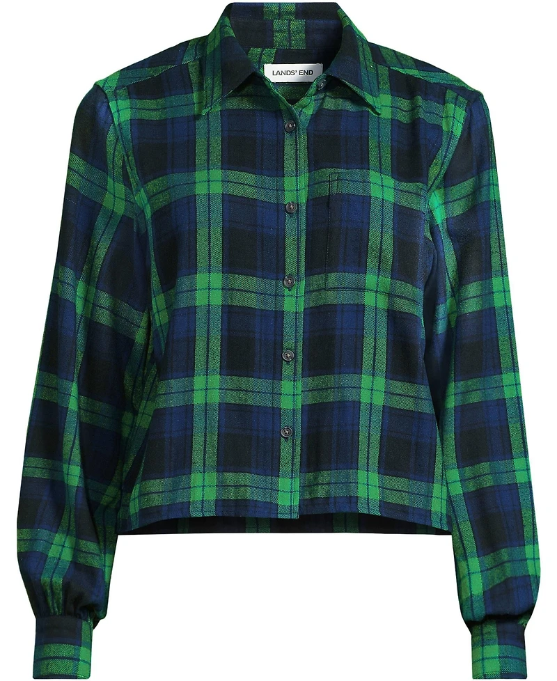 Lands' End Women's Cropped Flannel Shirt