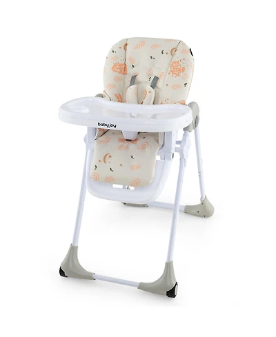 Gymax Baby High Chair w/ 7 Height & 3 Footrest Adjustable Cup holder 2 Wheels