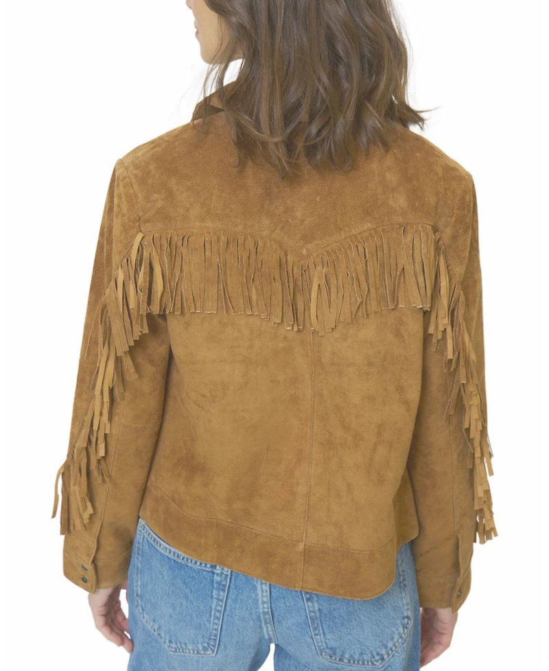 Central Park West Women's Atlas Genuine Suede Fringe Blazer