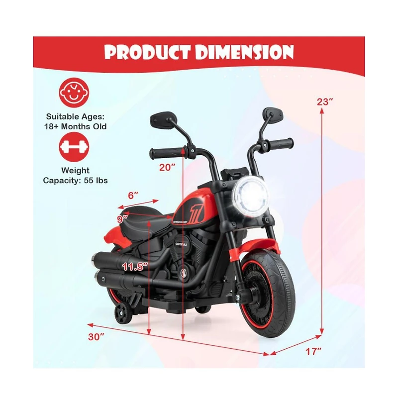 Electric Motorcycle Ride On Toy For Kids With Lights