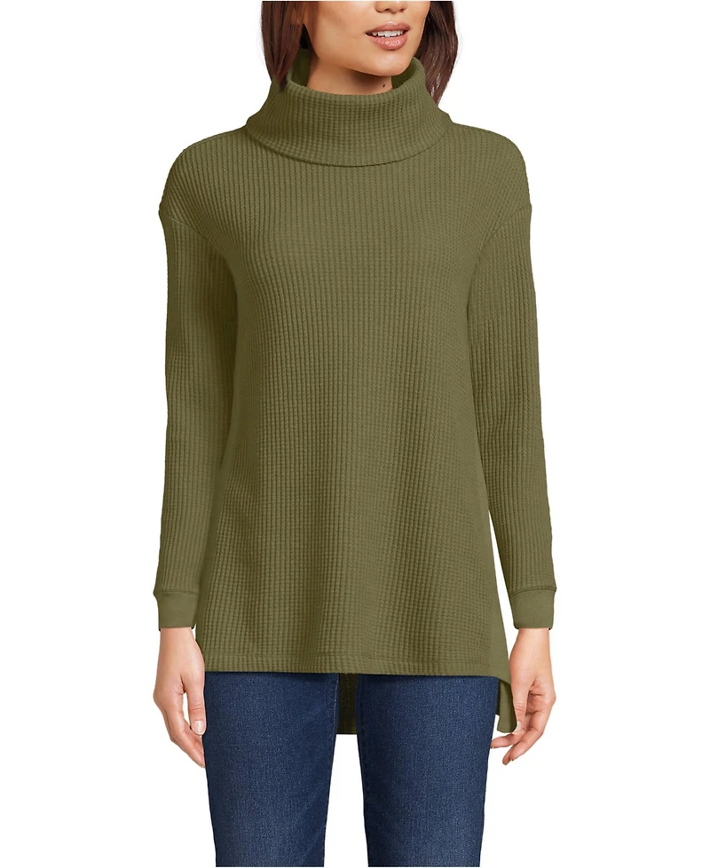 Lands' End Women's Long Sleeve Waffle Cowl Neck Tunic