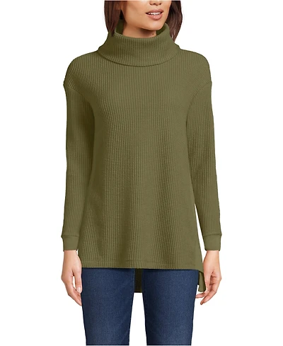 Lands' End Women's Long Sleeve Waffle Cowl Neck Tunic