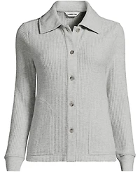 Lands' End Women's Long Sleeve Waffle Collared Shacket