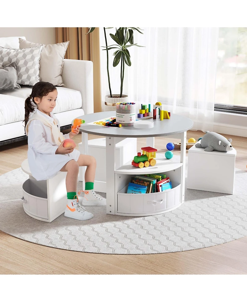 5 Piece Kids Play Table and Chairs Set Round Nesting Toddler Furniture