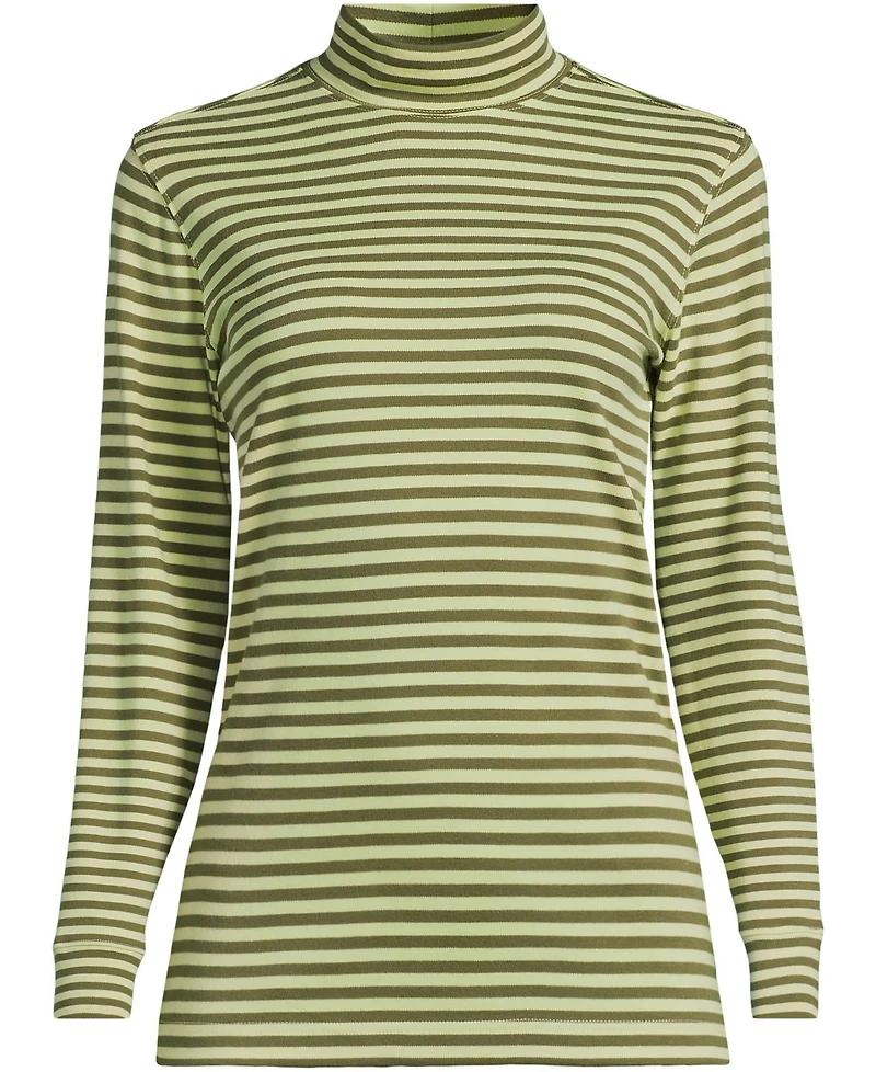 Lands' End Women's Tall Relaxed Cotton Long Sleeve Mock Turtleneck