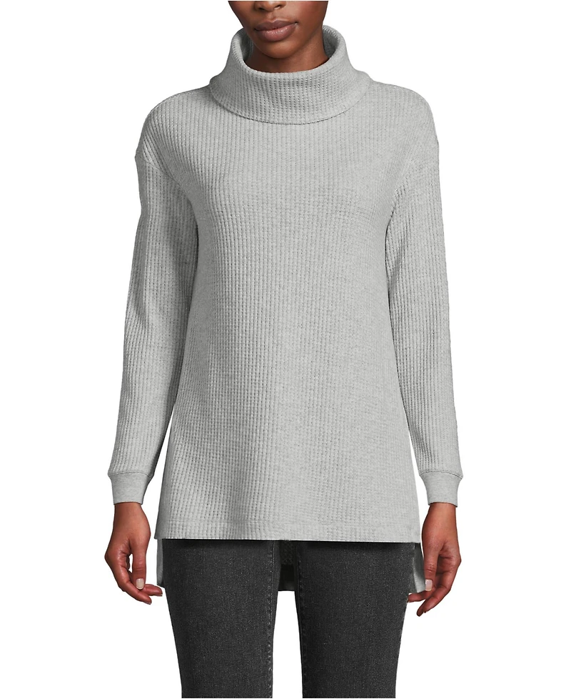 Lands' End Women's Long Sleeve Waffle Cowl Neck Tunic