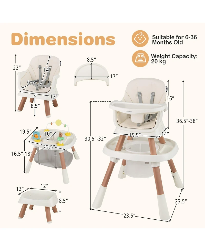 Gymax Baby 16-in-1 High Chair w/ Activity Center Booster Seat Building Block Table