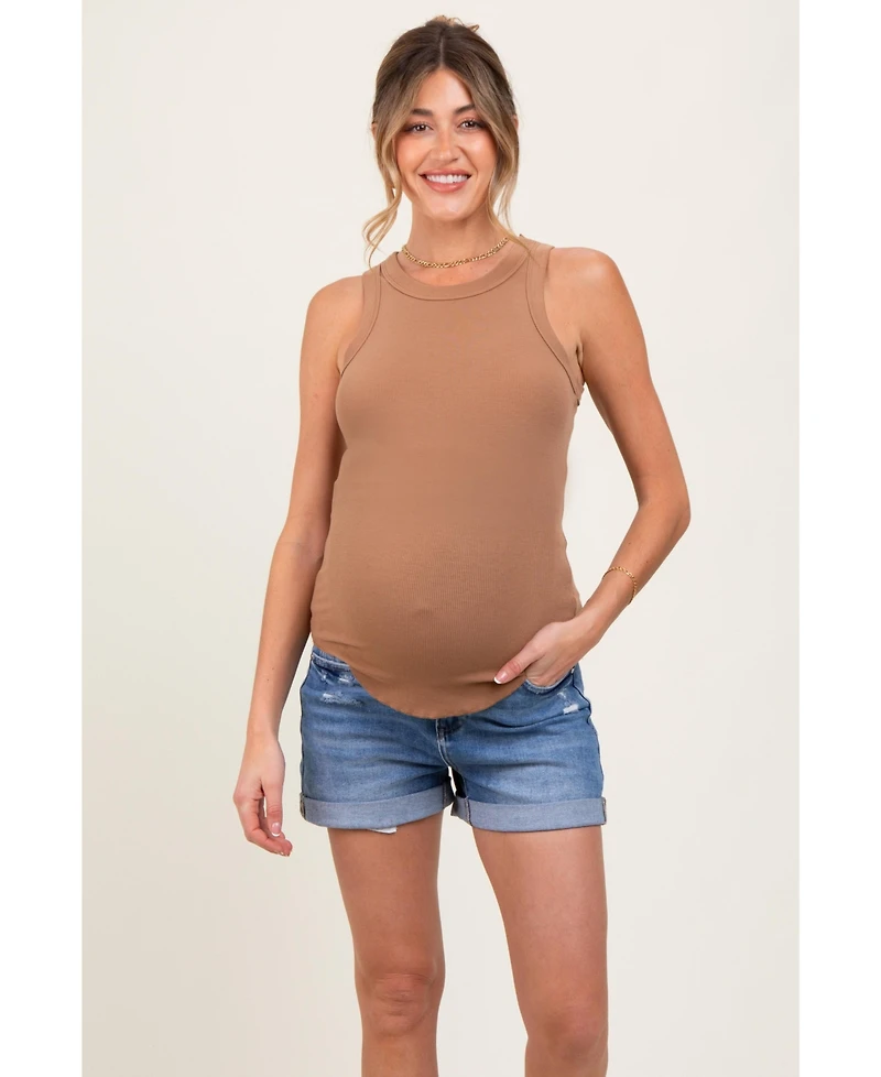 Pinkblush Maternity Navy Distressed Rolled Cuff Jean Shorts