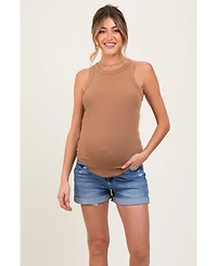 Pinkblush Maternity Navy Distressed Rolled Cuff Jean Shorts