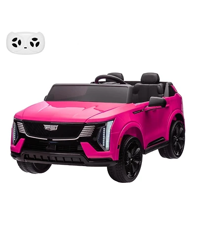 2 Seater Ride on Truck, 24V Licensed Cadillac Kids Car Electric Vehicles w/Remote Control, 3 Speeds, Led Lights