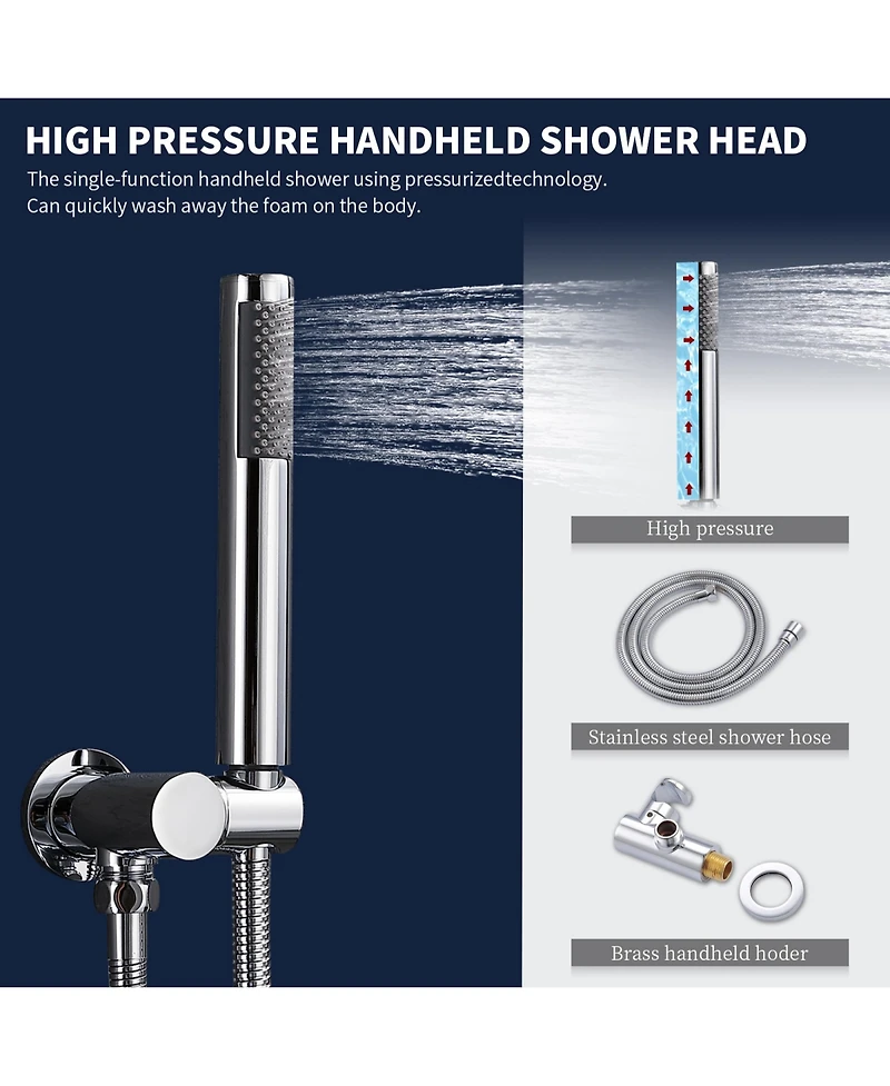 Rainsken Chrome Shower Faucet Combo Set with 10 Inch Rainfall Head & Handheld, Wall-Mounted for Bathroom Renovation and Daily Use,Silver