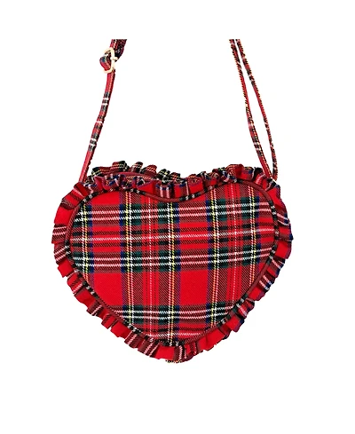 Bits & Bows Plaid Ruffle Girls' Heart Purse in Red