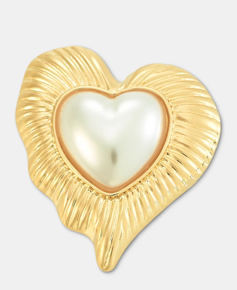 I.n.c. International Concepts Imitation Pearl Textured Heart Pin, Macy's Exclusive