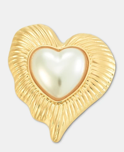 I.n.c. International Concepts Imitation Pearl Textured Heart Pin, Macy's Exclusive