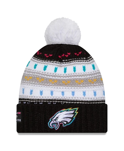 New Era Women's Black Philadelphia Eagles 2025 Nfl Crucial Catch Cuffed Knit with Pom Hat
