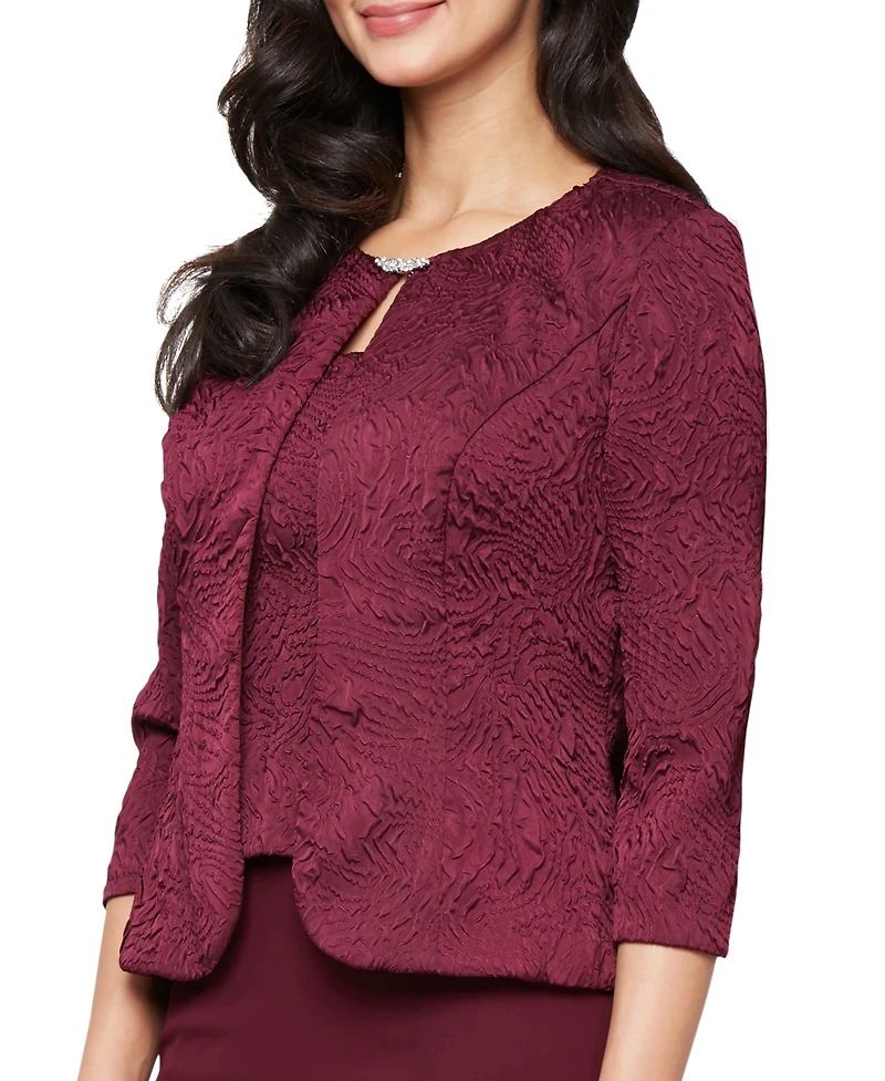 Alex Evenings Petite Tea-Length Textured Jacquard Dress And Jacket