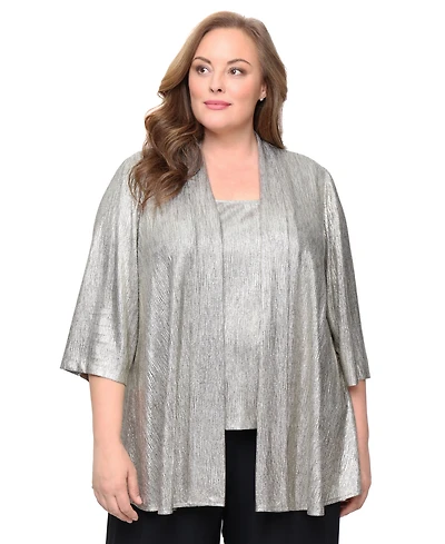 Alex Evenings Women's Plus Foil Knit Twinset