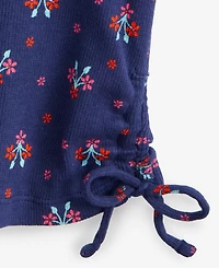 Epic Threads Girls 5-20 Ribbed Floral Print Ruched Top, Macy's Exclusive