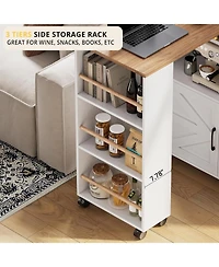 Ironck Kitchen Island with Storage and Power Outlet, White