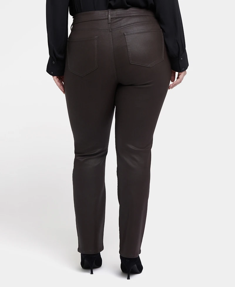 Nydj Plus Coated Marilyn Straight Leg Jeans