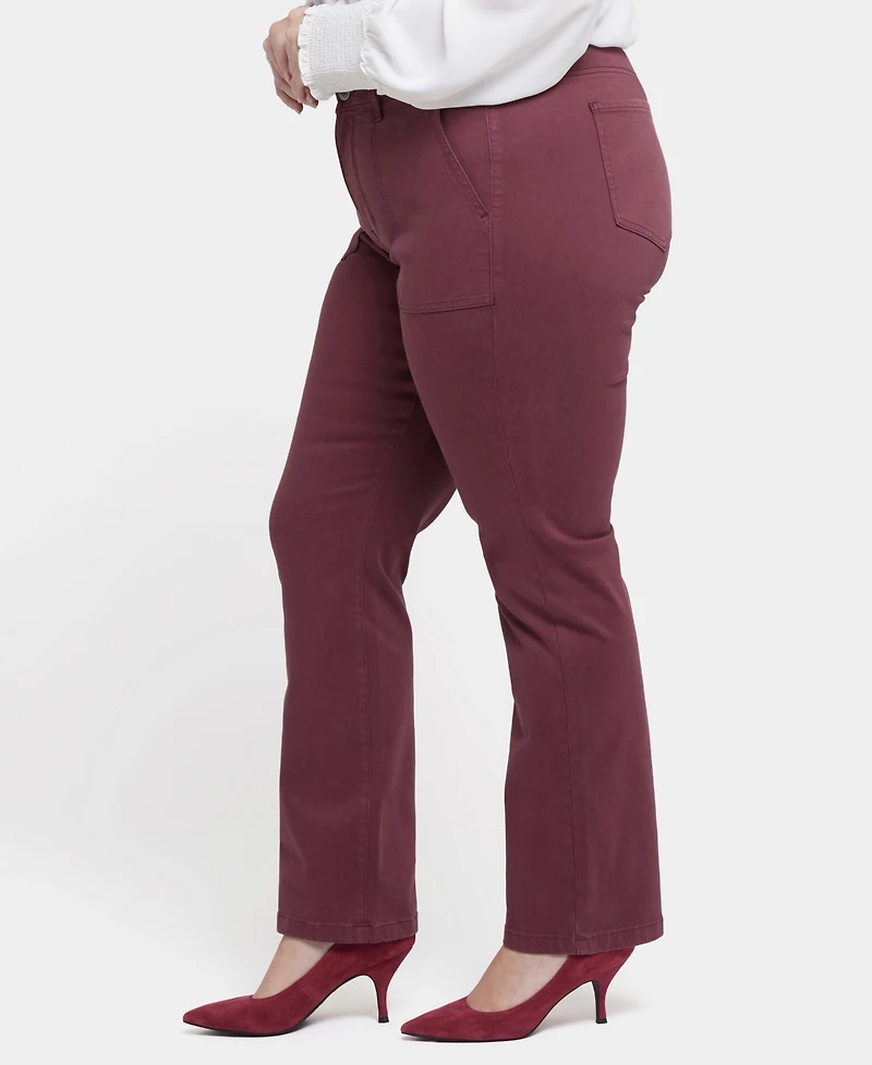 Nydj Plus Marilyn Straight Leg Denim Jeans with Utility Pockets