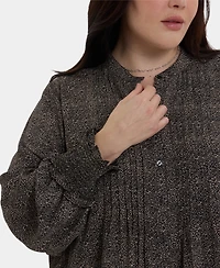 Nydj Plus Pleated Peasant Long Sleeve Top