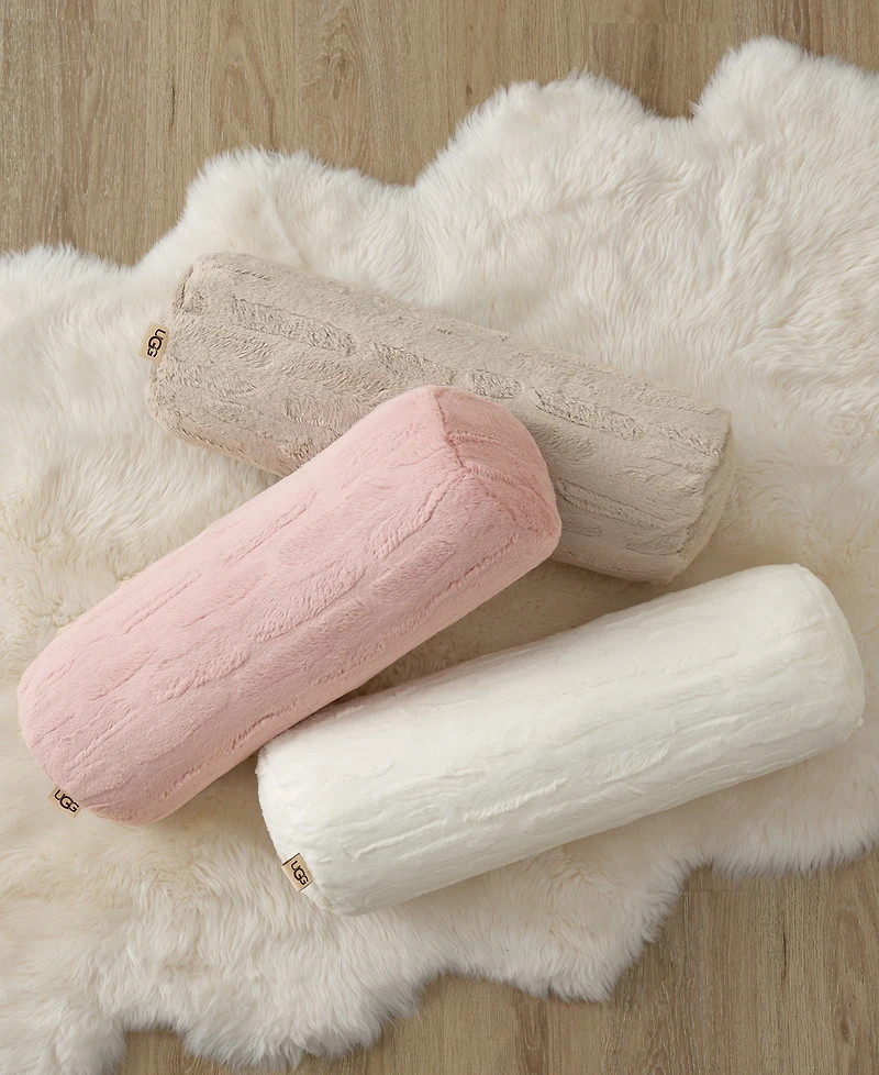 Ugg Valor Carved Faux-Fur Bolster Decorative Pillow, 8" x 26"