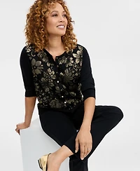 Jm Collection Women's Metallic Jacquard-Front Party Cardigan, Macy's Exclusive