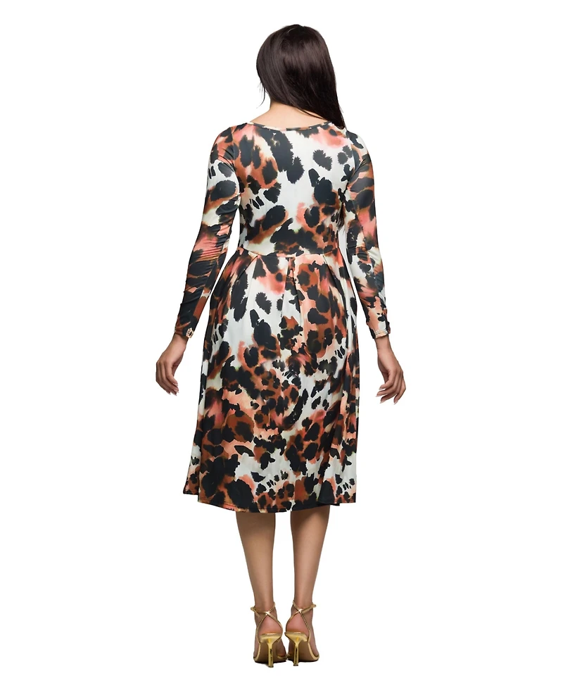 24seven Comfort Apparel Women's Long Sleeve Midi Dress