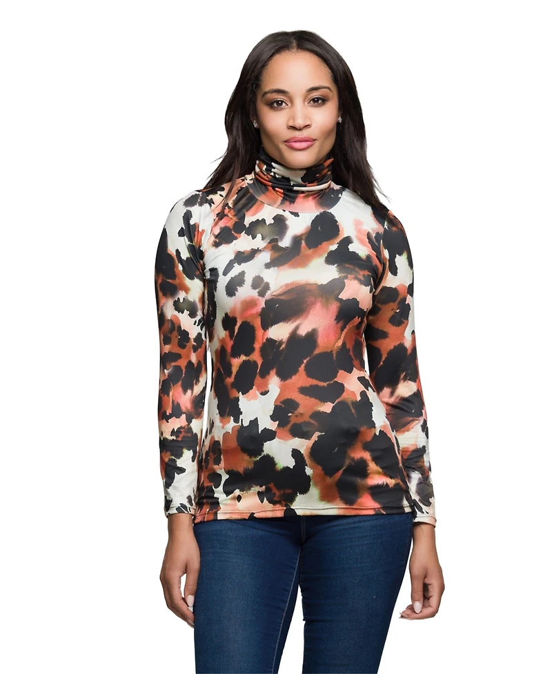 24seven Comfort Apparel Women's Long Sleeve Turtleneck Top