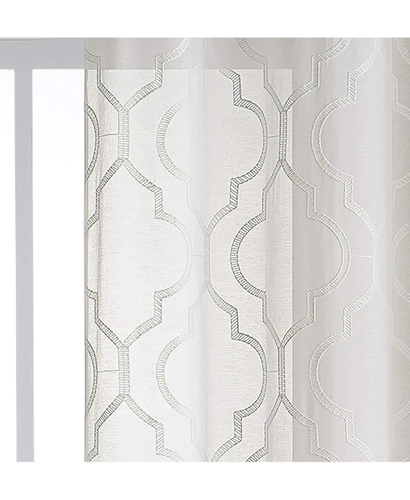 Kate Aurora 2 Piece Charlotte Clover Trellis Grommet Top Sheer Voile Window Curtain Panels - 38 in. W x 96 L, Blue