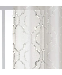 Kate Aurora 2 Piece Charlotte Clover Trellis Grommet Top Sheer Voile Window Curtain Panels - 38 in. W x 96 L, Blue