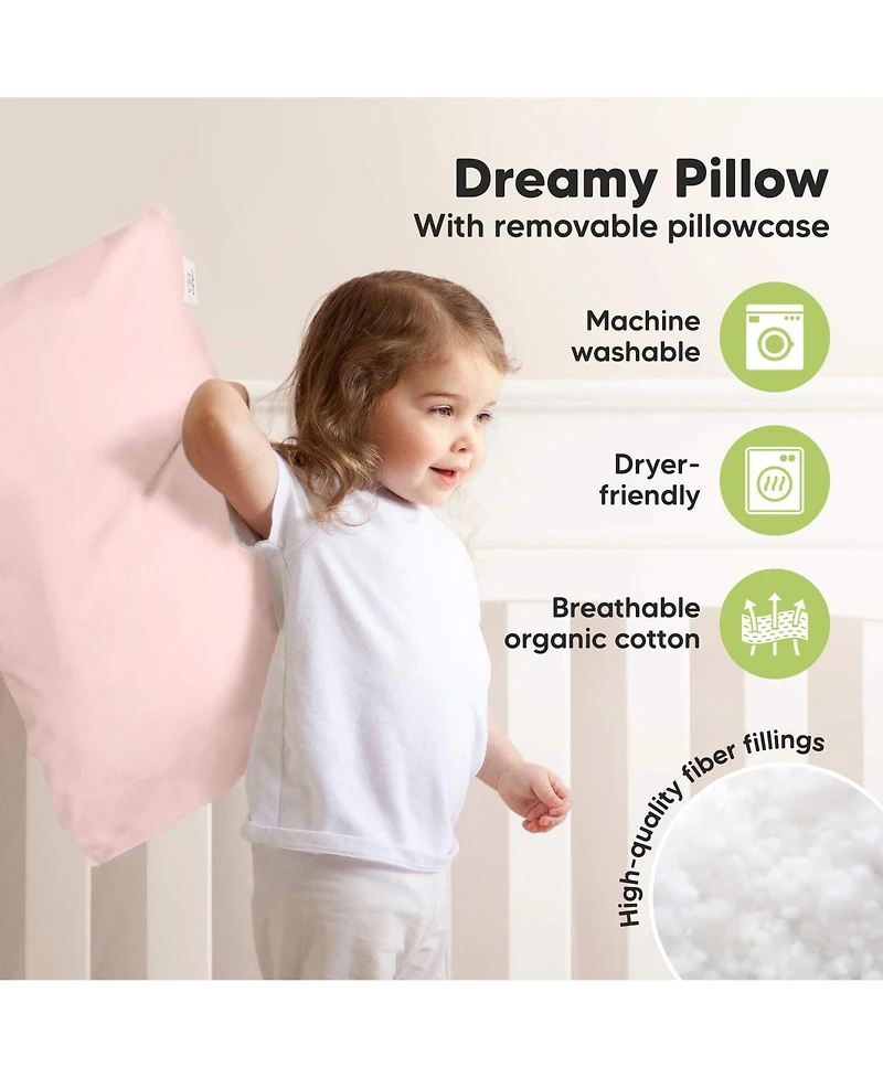 KeaBabies Jumbo Toddler Pillow with Pillowcase, 14X20 Soft Toddler Pillows for Sleeping, Kids Travel Pillow
