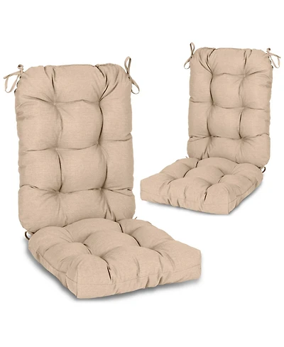 Aoodor Outdoor 42"x 20" x5" Tufted Back Cushions Patio Replacement Chair Cushion with Ties, Water and Fade Resistant for All Weather, S