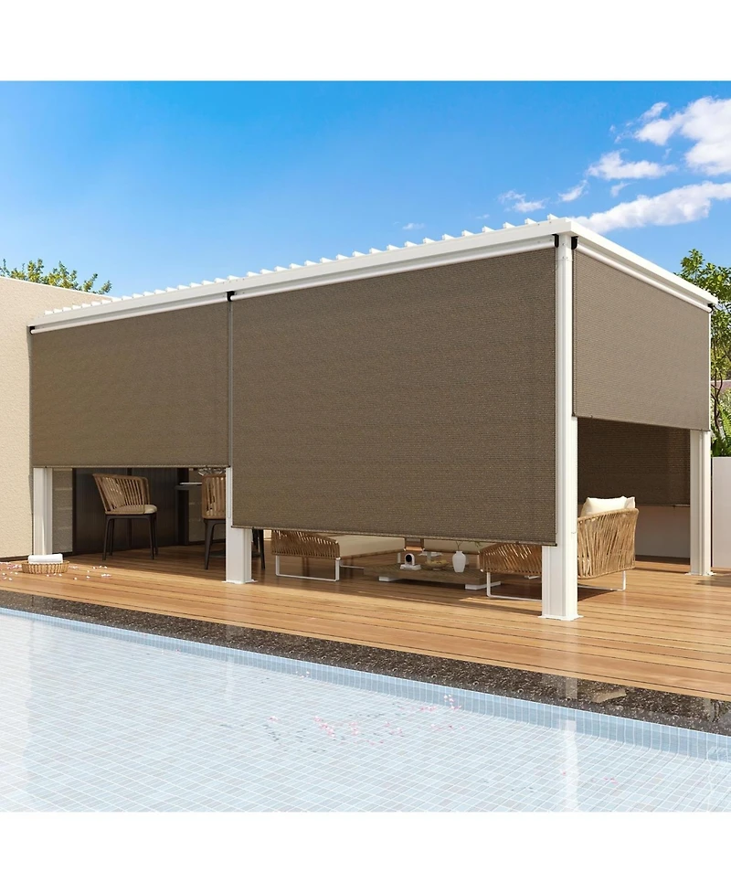 Aecojoy Outdoor Roller Shade, 8'(W) x6'(H) Sun Shade Cover Canopy