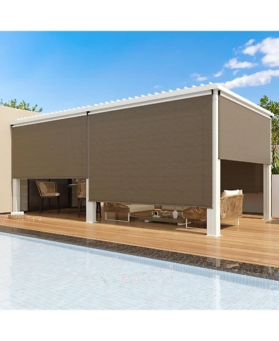 Aecojoy Outdoor Roller Shade, 8'(W) x6'(H) Sun Shade Cover Canopy