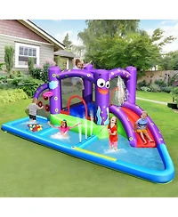 Inflatable Octopus Water Slide Park with Bounce House Pool and Games for Kids