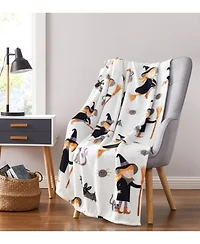 Kate Aurora Ultra Soft & Plush Halloween Friendly Witches & Bats Accent Throw Blanket Cover - 50 in. W x 70 in. L