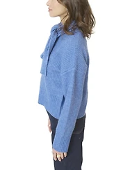 Central Park West Women's Rayna Scarf Neck Waffle Stitch Sweater