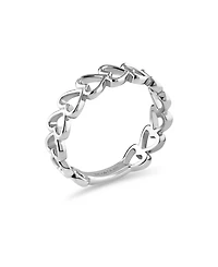 Devata Open Heart Ring Rhodium Plated Sterling Silver, 9