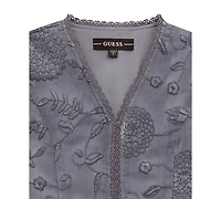 Guess Girls 7-16 Floral Embroidered Long Sleeve Blouse