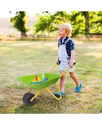 Kids Metal Wheelbarrow with Steel Frame and Safe Non Slip Handles