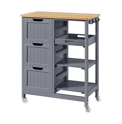Yaheetech 33 H Rolling Kitchen Storage Serving Cart Dark Gray