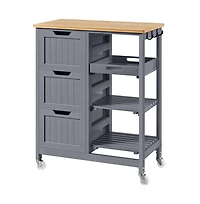 Yaheetech 33 H Rolling Kitchen Storage Serving Cart Dark Gray