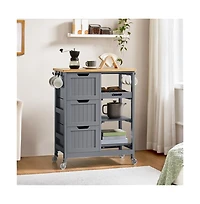 Yaheetech 33 H Rolling Kitchen Storage Serving Cart Dark Gray